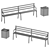 Loft Bench and Bin Set 3D model small image 3