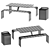 Industrial Style Bench with Bin 3D model small image 2