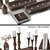 Bohemian Wood Candle Holder Set 3D model small image 3