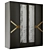 Luxury Italian Black Gold Wardrobe 3D model small image 1