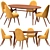 Modern Rustic Dining Set Oak 3D model small image 2
