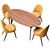 Modern Rustic Dining Set Oak 3D model small image 8