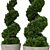 Modern Concrete Planter with Topiary Cypress 3D model small image 3