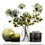 Green Botanical Vase Decor Collection 3D model small image 1