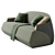  Bronze Detail 2-Seater Sofa 3D model small image 4