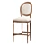 French Vintage Upholstered Barstool 3D model small image 1