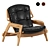 Benjamin Leather Wood Armchair 3D model small image 1