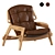 Benjamin Leather Wood Armchair 3D model small image 2