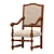 Vintage Oak Armchair Set 3D model small image 1