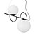 Adjustable Metal and Glass Pendant Light 3D model small image 3