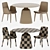 Luxury Fondue Golden Timber Dining Set 3D model small image 6