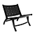 Leather & Teak Lounge Chair 3D model small image 1