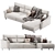 Modern Madrid Corner Sofa Set 3D model small image 3