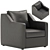 Sleek Leather Swivel Armchair 3D model small image 1