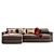 Sleek Leather Sectional Sofa Set 3D model small image 2