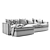 Sleek Leather Sectional Sofa Set 3D model small image 7
