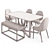 Modern Suede Leather Dining Set 3D model small image 11