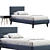 Velvet Blue Single Bed Frame 3D model small image 1