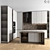 Modern Corner Kitchen Set with Appliances 3D model small image 1