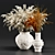 Concrete Vase Branch Bouquet Decor 3D model small image 1