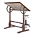 Retro Drafting Table & Stool 3D model small image 2