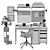 Modern Office Workstation Set 3D model small image 7