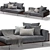 Sleek Brasilia Sofa: W395 x D98 x H85 3D model small image 1
