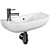 Sleek Wall-Hung Cloakroom Basin 3D model small image 1