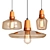 Modern Three-Head Glass Chandelier 3D model small image 1