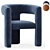 Azure Velvet Lounge Chair, 3D Model 3D model small image 2