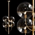 Vintage Brass Glass Ceiling Light 3D model small image 1