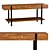 Rustic Oak Steel Console Table 3D model small image 1