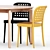 Sleek Seating Set with Leaf Table 3D model small image 2
