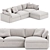 Modern Hackney Lounge Sectional 3D model small image 1