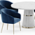 Elegant Navy Velvet Dining Chair 3D model small image 2