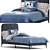 Luxury Velvet Single Bed, Navy 3D model small image 1