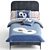 Luxury Velvet Single Bed, Navy 3D model small image 2