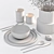  Modern Dining Set - Gray 3D model small image 3