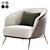 Elegant Blue Armchair - Plush Seating 3D model small image 1