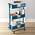 Blue 3-Tier Rolling Cart 3D model small image 2