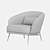 Sleek Blue Mine Armchair Design 3D model small image 7