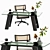 Rattan Cane Desk Chair Set 3D model small image 1