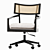 Rattan Cane Desk Chair Set 3D model small image 3