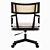 Rattan Cane Desk Chair Set 3D model small image 4