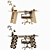 Rattan Cane Desk Chair Set 3D model small image 5
