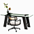 Rattan Cane Desk Chair Set 3D model small image 7