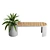 Modern Planter Bench with Teak 3D model small image 2