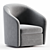 Sleek Swivel Barrel Chair 3D model small image 1