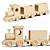 Wooden Train Toy Set 3D model small image 1