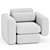 Elegant Asym Chair in Cream Boucle 3D model small image 1